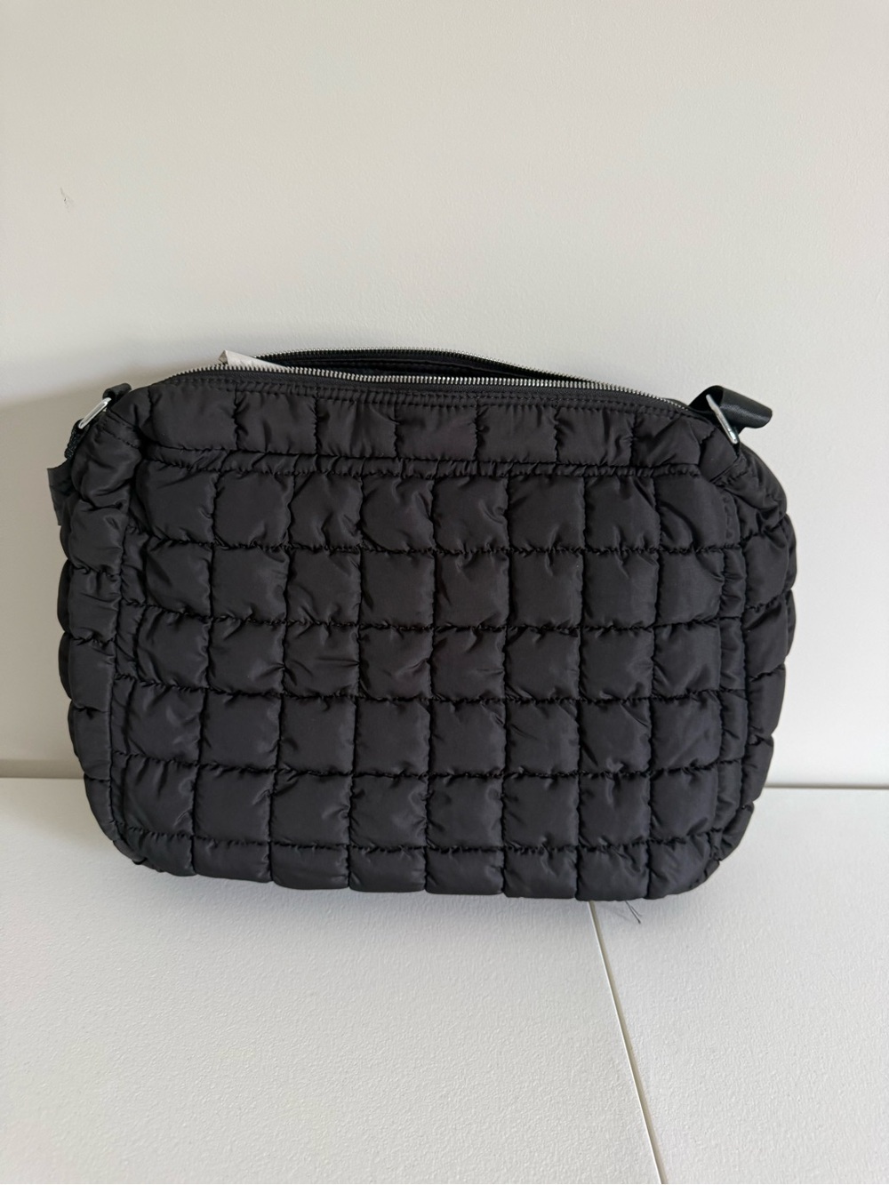 Valentino Orlandi Large Black Quilted Puffer Nylon Crossbody Bag